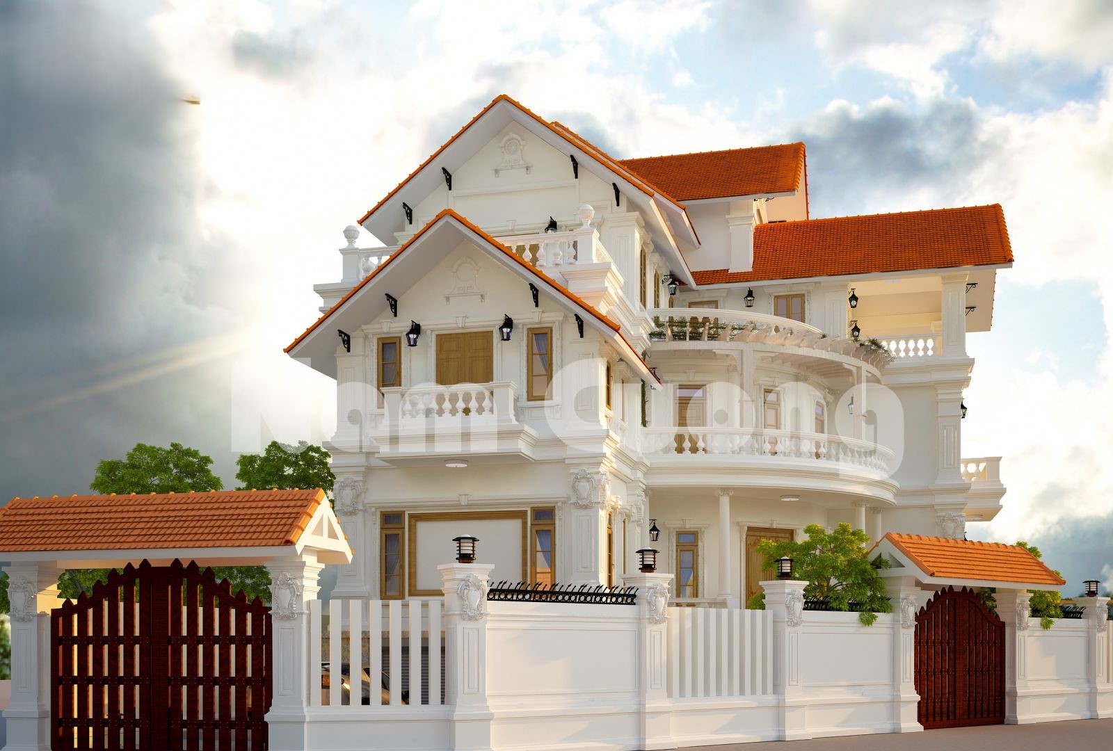 Biệt thự cổ điển Ý với mái ngói đỏ