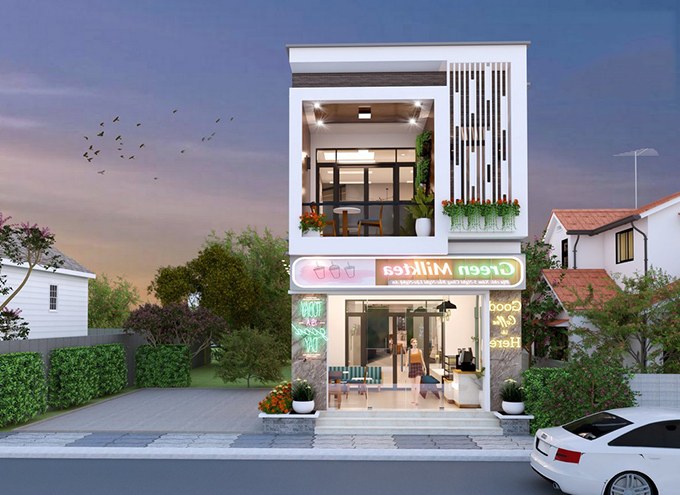 Mẫu nhà 2 tầng kết hợp kinh doanh thời trang