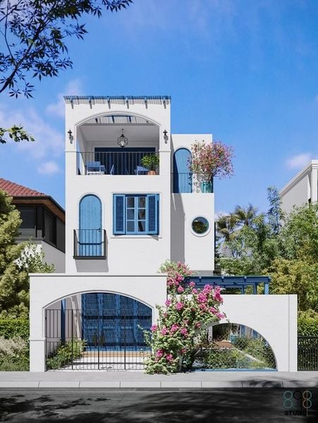 Thiết kế nhà ống 5x17m Địa Trung Hải cho thuê nghỉ dưỡng