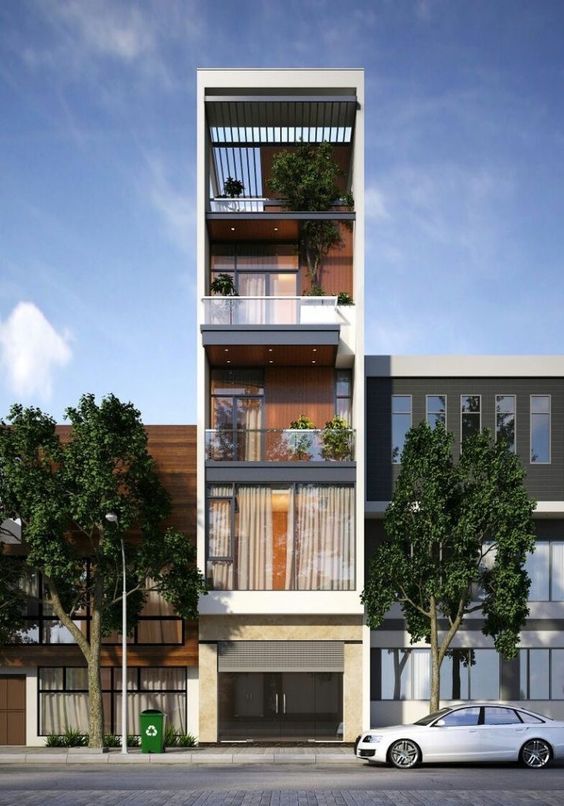 Thiết kế nhà phố 2 mặt tiền vừa ở vừa kinh doanh 5 tầng