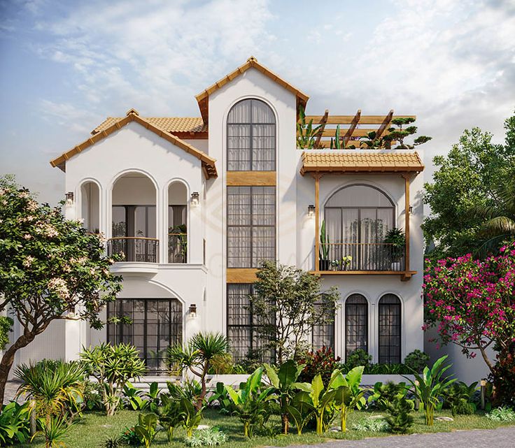 thiết kế biệt thự 3 tầng địa trung hải