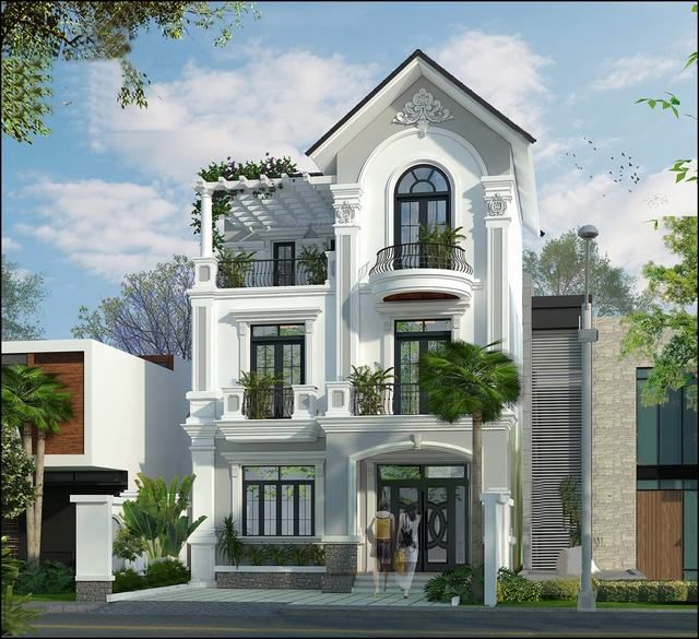 thiết kế biệt thự 3 tầng châu âu