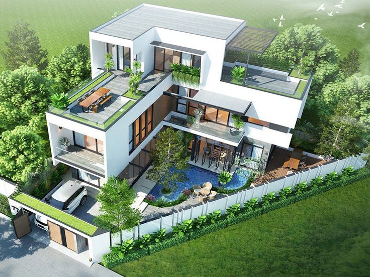 thiết kế biệt thự 3 tầng nhà vườn