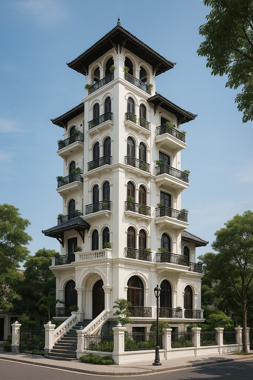 thiết kế biệt thự 5 tầng đông dương