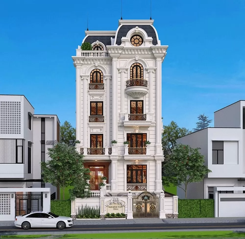 thiết kế biệt thự 5 tầng kiểu pháp