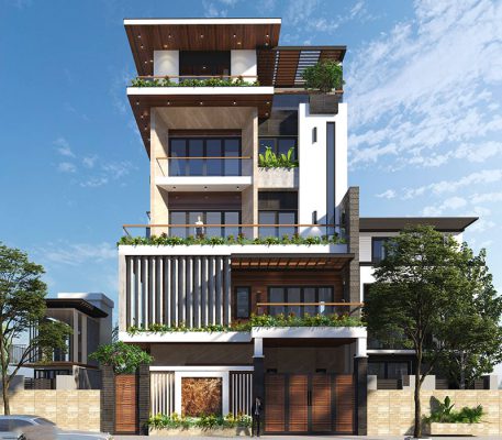 thiết kế biệt thự 5 tầng hiện đại