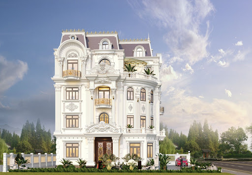 thiết kế biệt thự 5 tầng cổ điển