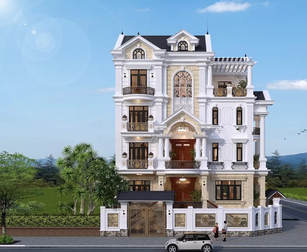 thiết kế biệt thự 5 tầng tân cổ điển