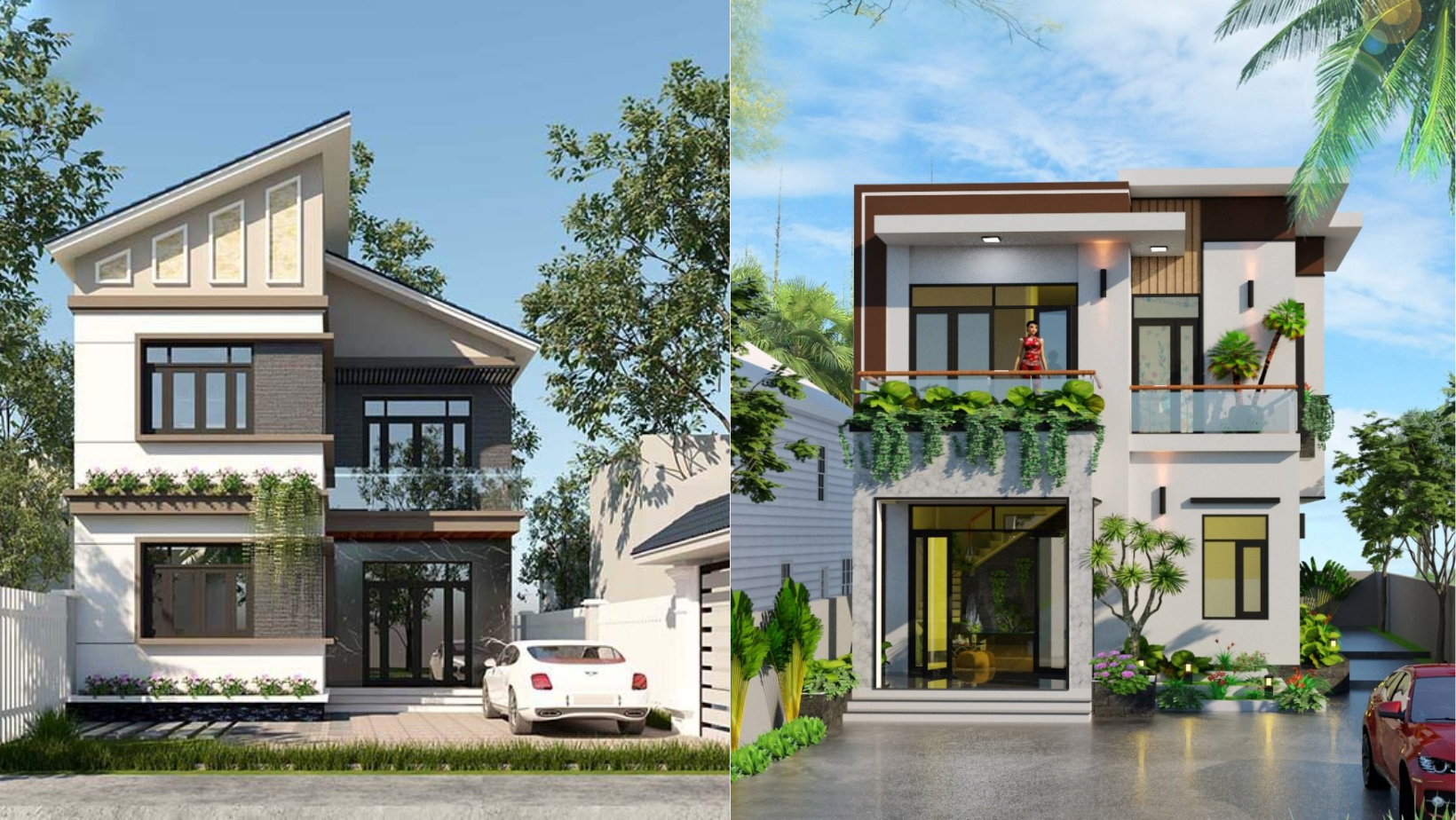 thiết kế biệt thự mini 8x12 mái lệch