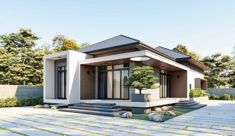 thiết kế biệt thự nhà vườn 1 tầng