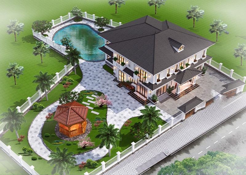 thiết kế biệt thự sân vườn bắc âu