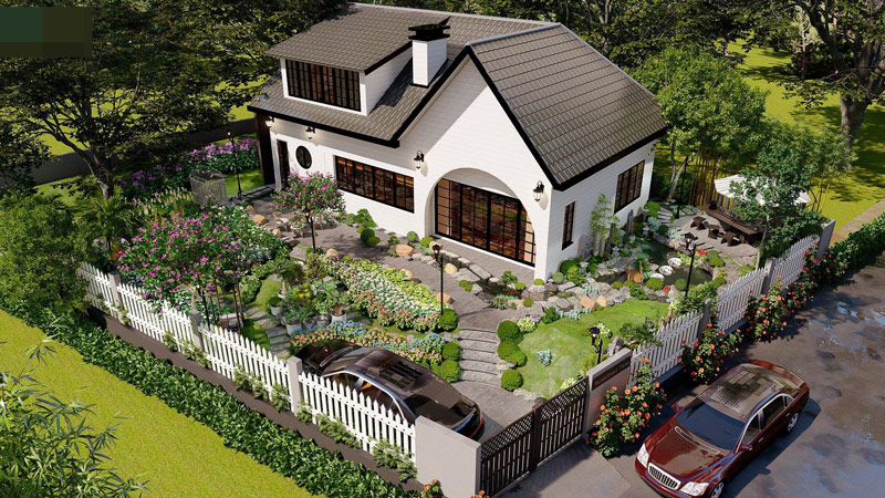 thiết kế biệt thự sân vườn tân cổ điển