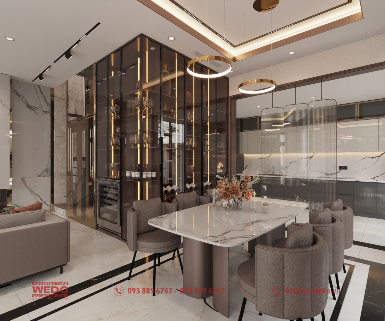 phòng bếp trong thiết kế biệt thự Vinhomes