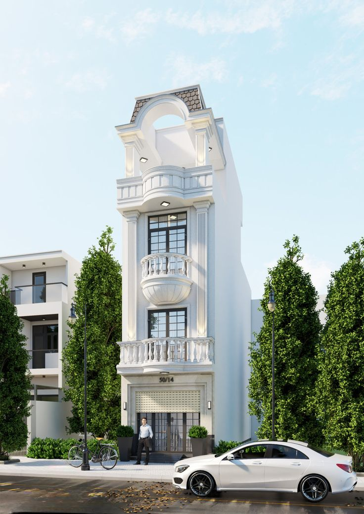 Mẫu thiết kế nhà 7x20 vừa ở vừa kinh doanh kiểu tân cổ điển