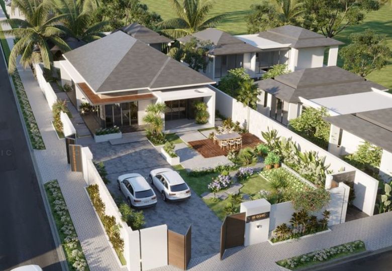 biệt thự nhà vườn 1 tầng 4 phòng ngủ