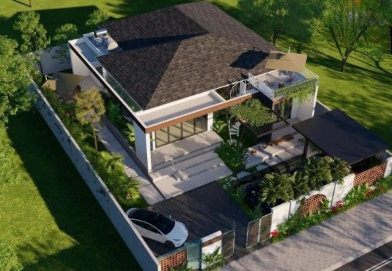 biệt thự nhà vườn 1 tầng 4 phòng ngủ