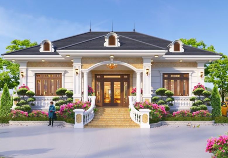 biệt thự nhà vườn 1 tầng 4 phòng ngủ