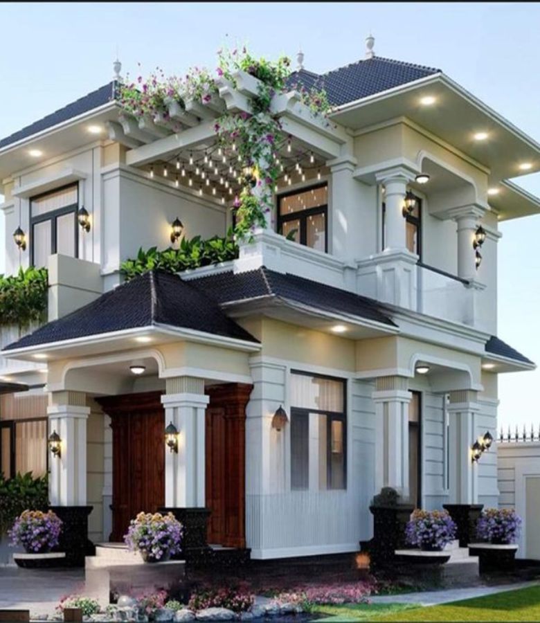 Biệt thự nhà vườn 2 tầng kiểu mái Nhật ấn tượng