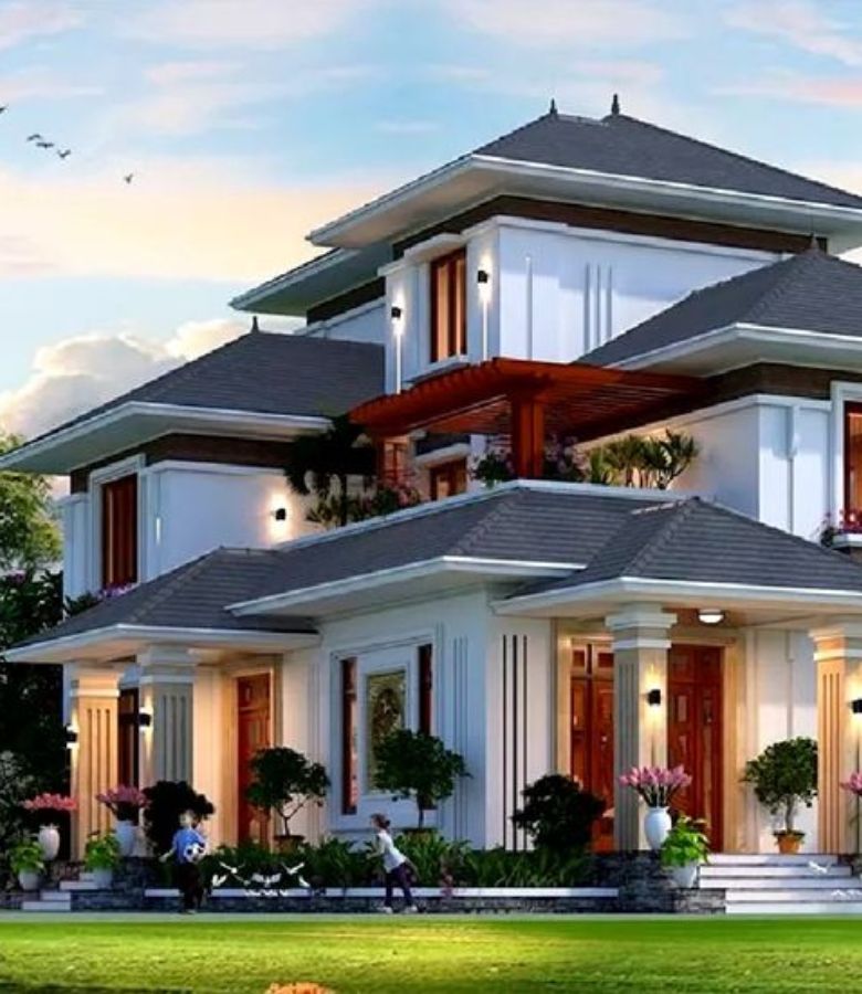 Mẫu biệt thự nhà vườn 3 tầng mái Thái