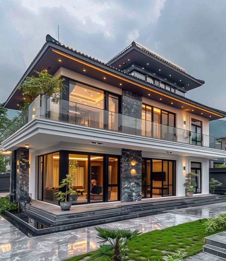 Mẫu biệt thự nhà vườn 2 tầng Hiện đại có tum