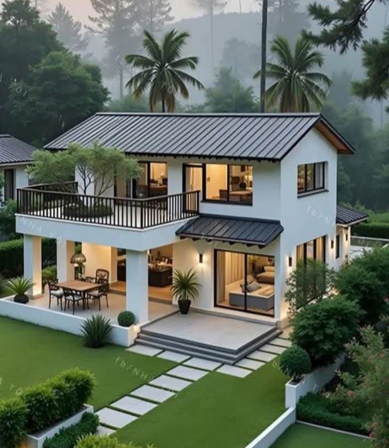 Mẫu biệt thự nhà vườn 2 tầng mái Thái độc đáo