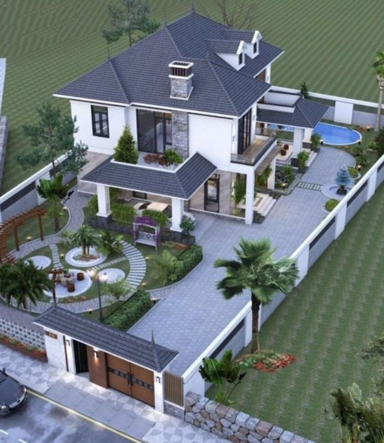 Biệt thự nhà vườn 2 tầng phong cách Farmhouse