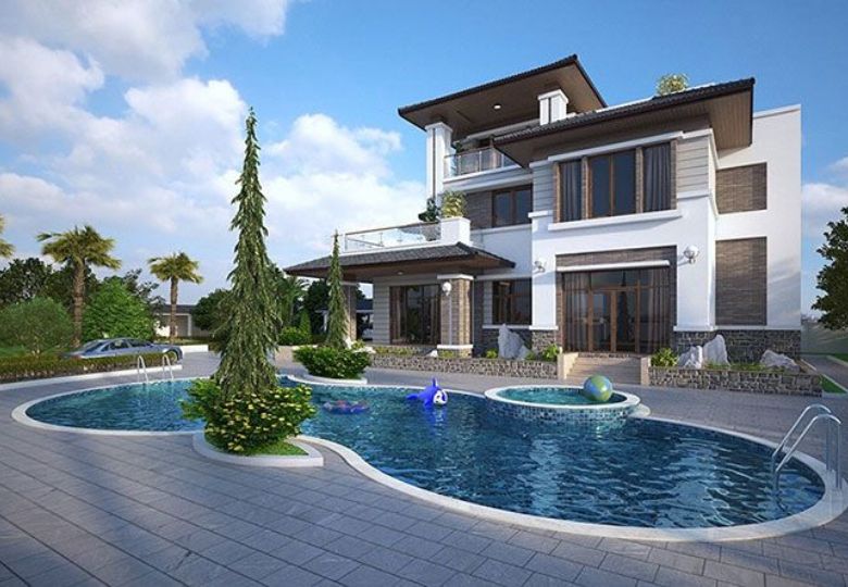 biệt thự nhà vườn có bể bơi
