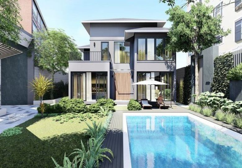 biệt thự nhà vườn có bể bơi