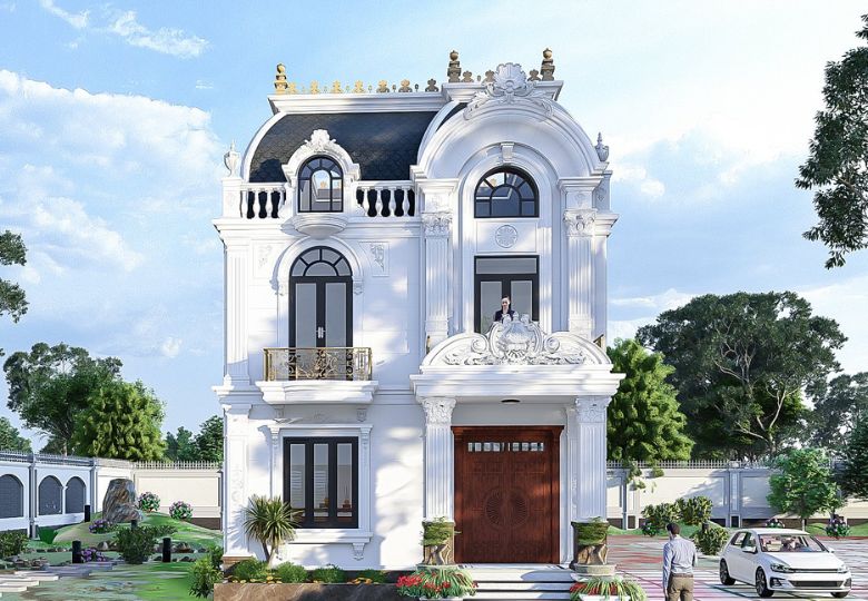 Mẫu biệt thự tân cổ điển 2 tầng 1 tỷ mái vòm