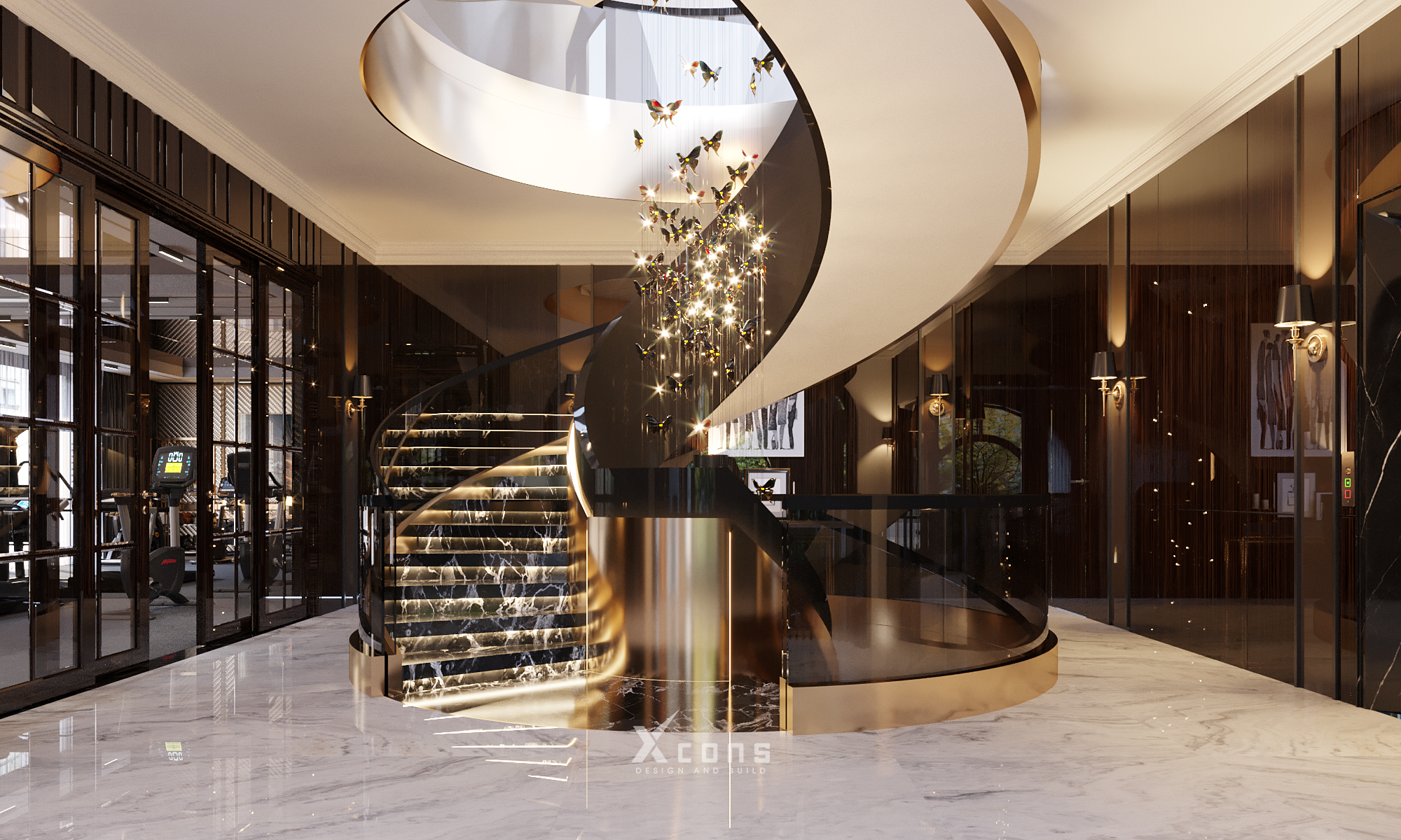 thiết kế cầu thang biệt thự luxury