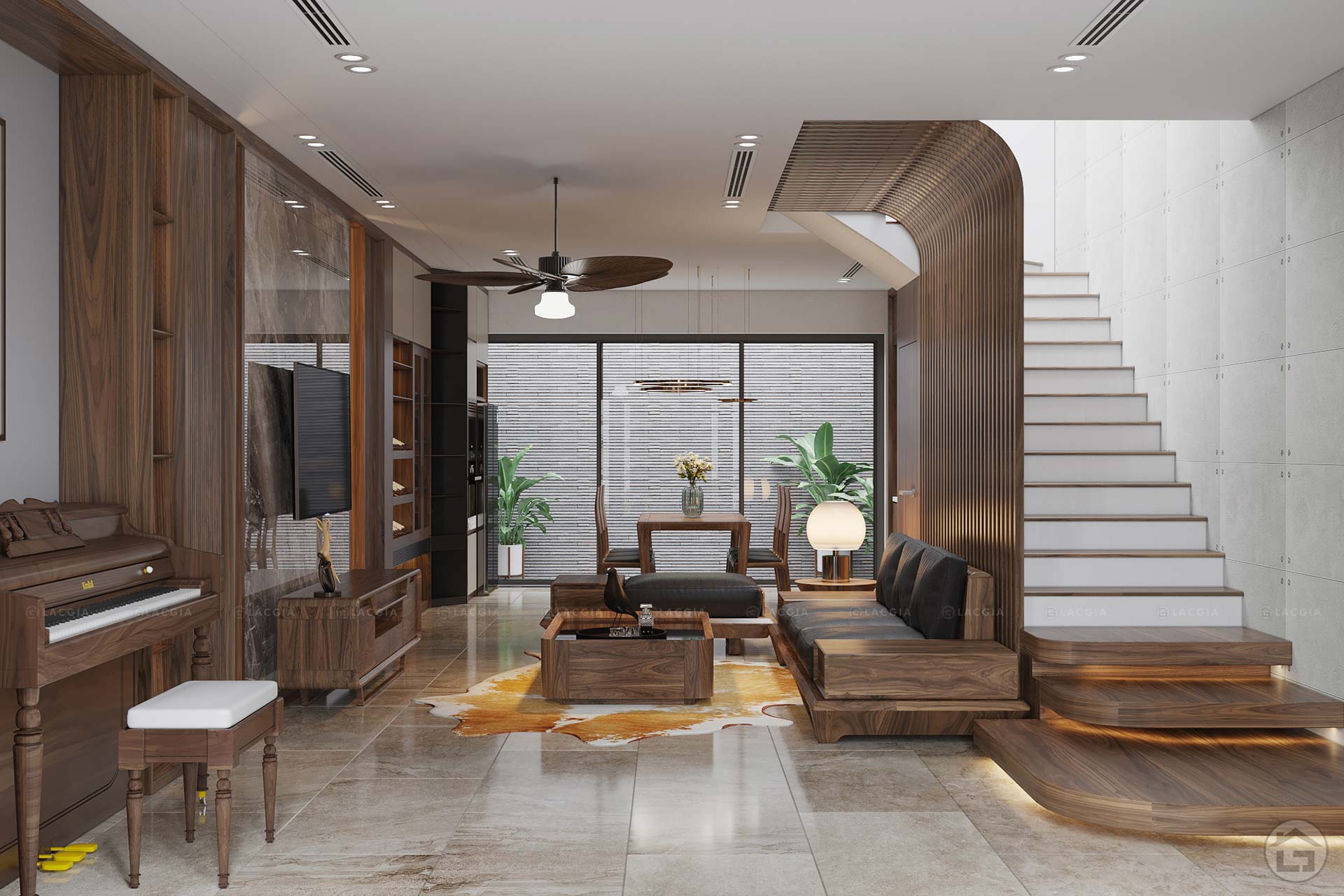 thông gió cầu thang biệt thự hiện đại