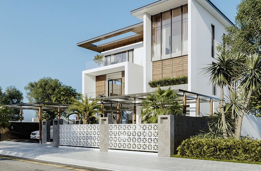 hàng rào biệt thự sân vườn thông minh