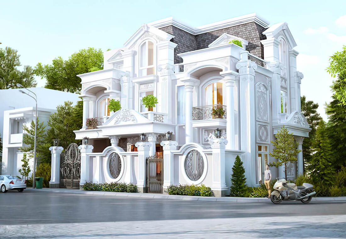 mẫu hàng rào biệt thự tân cổ điển đẹp