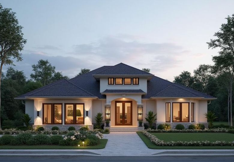 Mẫu thiết kế biệt thự 1 tầng 3 phòng ngủ mái Thái đẹp