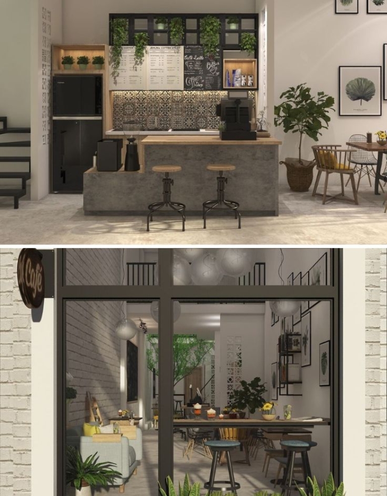 Mẫu thiết kế nhà và quán cafe 2 trong 1 tối ưu diện tích