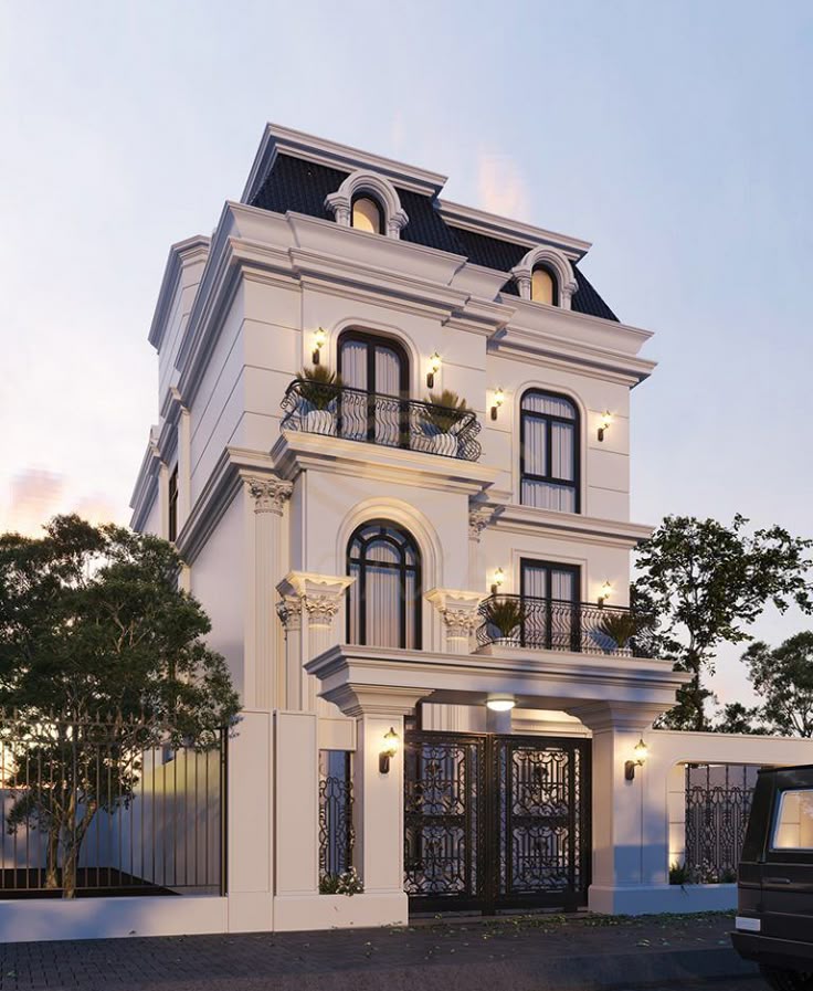 thiết kế biệt thự Pháp 3 tầng
