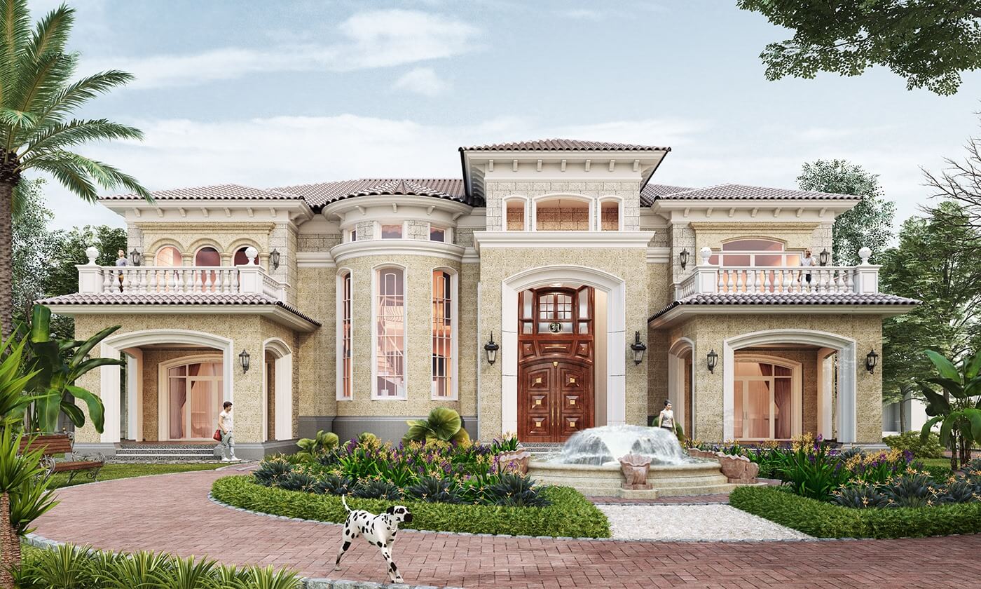 thiết kế biệt thự Pháp 2 tầng