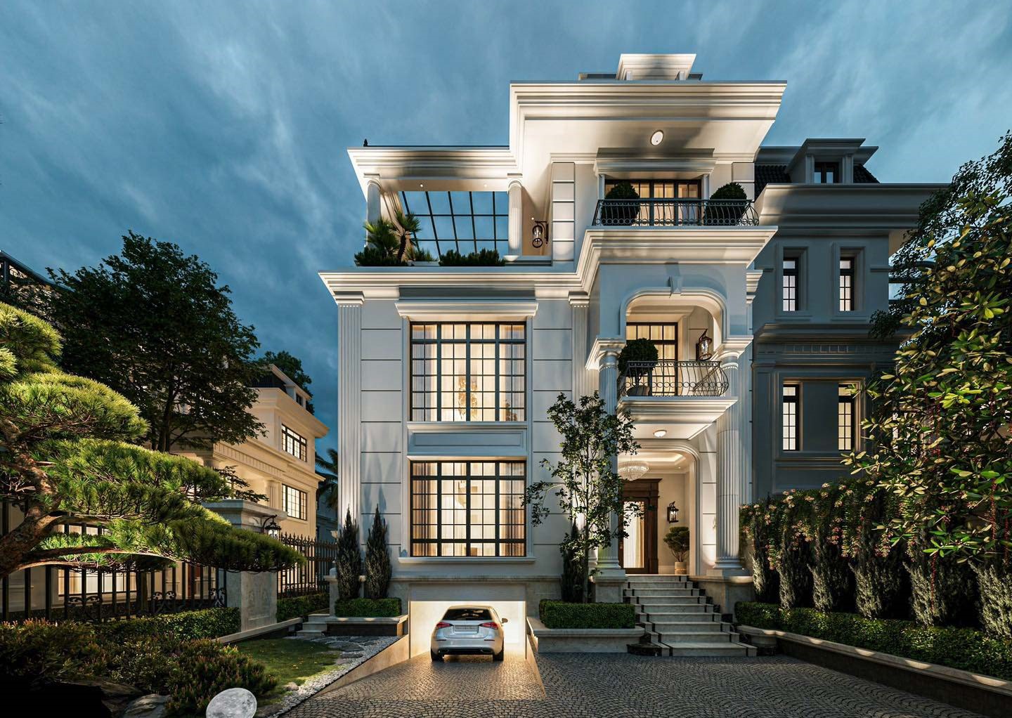 Thiết kế biệt thự phố mái bằng phong cách Minimalism