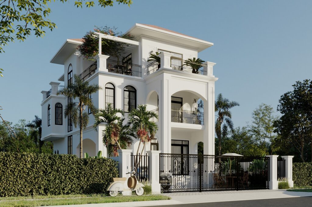 thiết kế biệt thự phong cách tân cổ điển hiện đại
