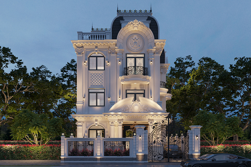 thiết kế biệt thự phong cách tân cổ điển 3 tầng
